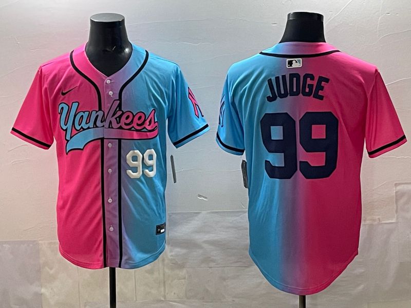 Men New York Yankees #99 Judge Blue pink Game 2025 Nike MLB Jersey style 002->new york yankees->MLB Jersey